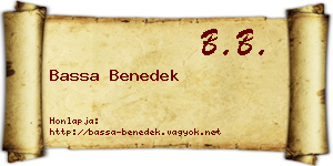 Bassa Benedek névjegykártya